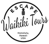 The logo for waikiki tours is black and white with a pineapple on it.