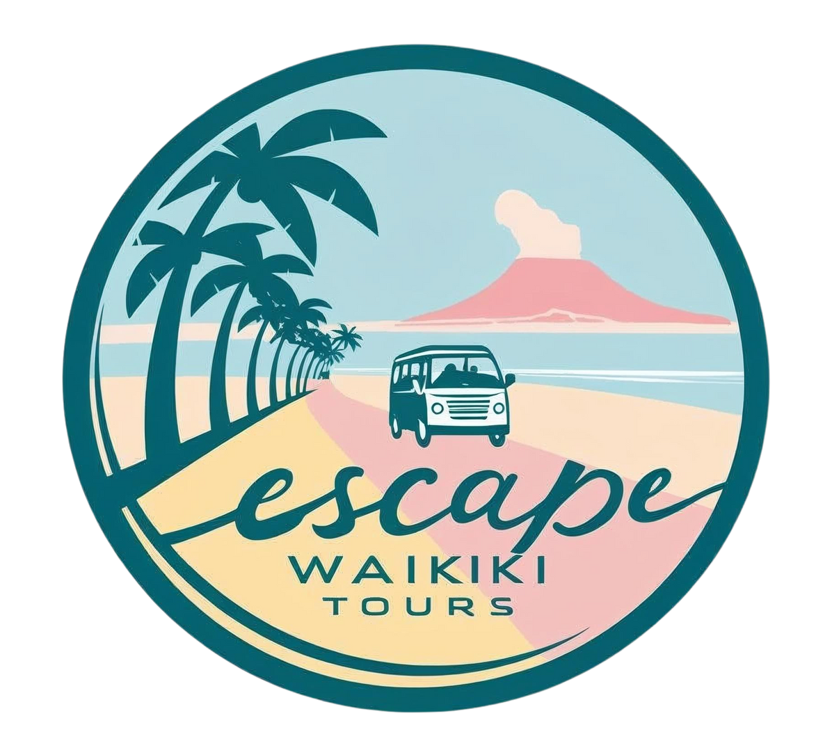 The logo for waikiki tours is black and white with a pineapple on it.