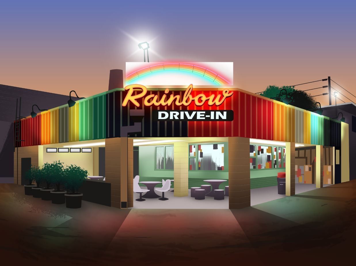 An artist 's impression of the rainbow drive-in
