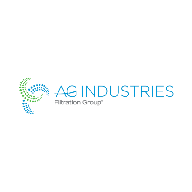 The logo for ag industries filtration group is blue and green.