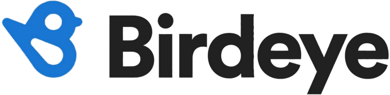 The birdeye logo has a blue bird on it.