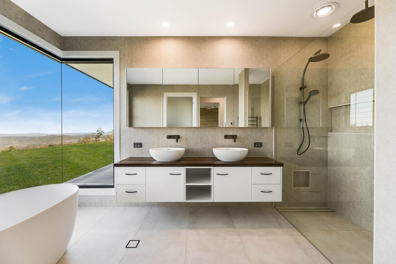 A Bathroom With Sinks — Windamere Homes in Highfields, QLD