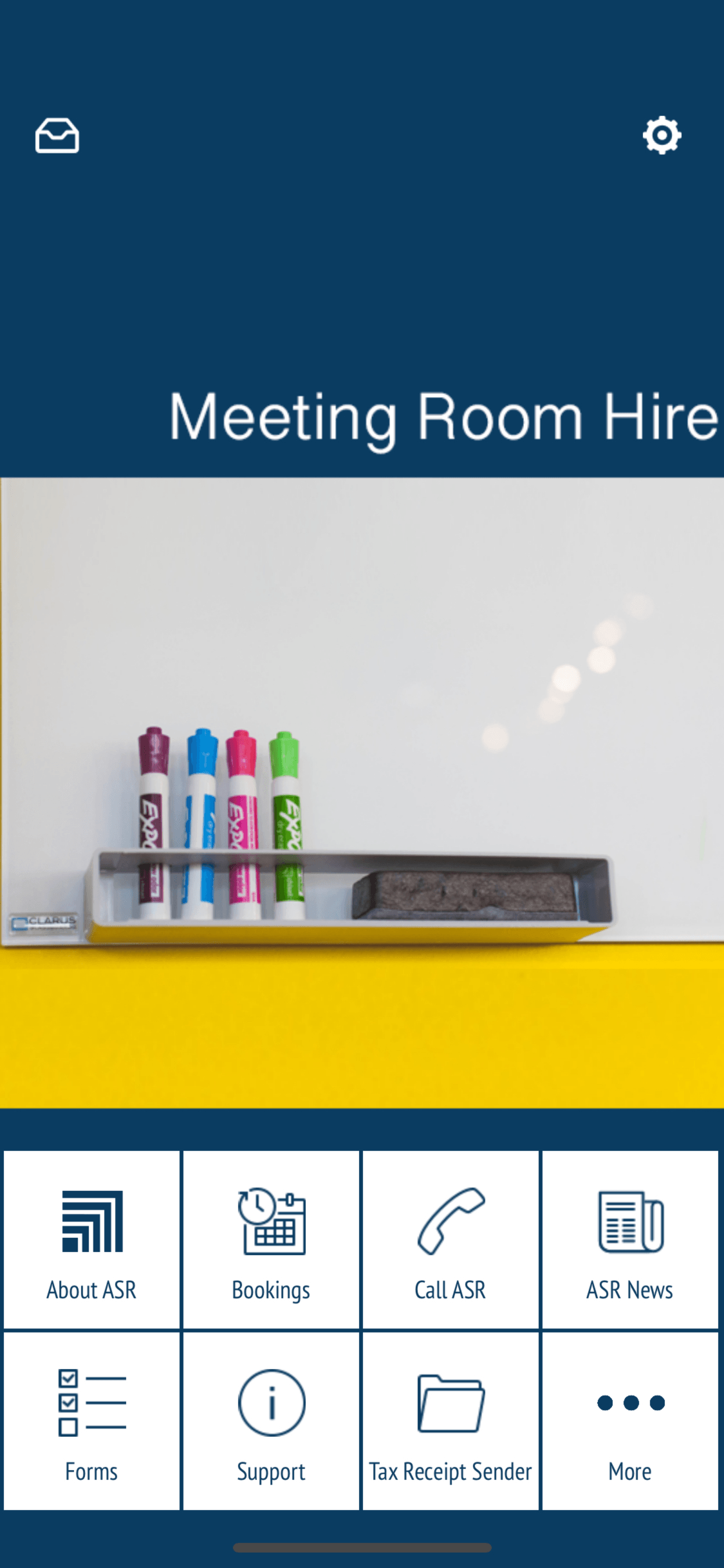 A screenshot of a meeting room hire app on a cell phone.