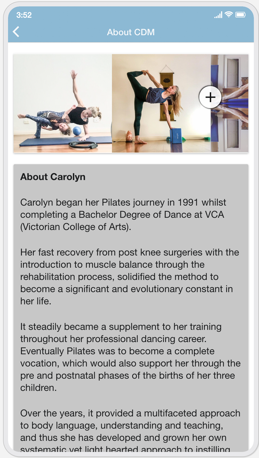 A screenshot of a yoga app on a cell phone.