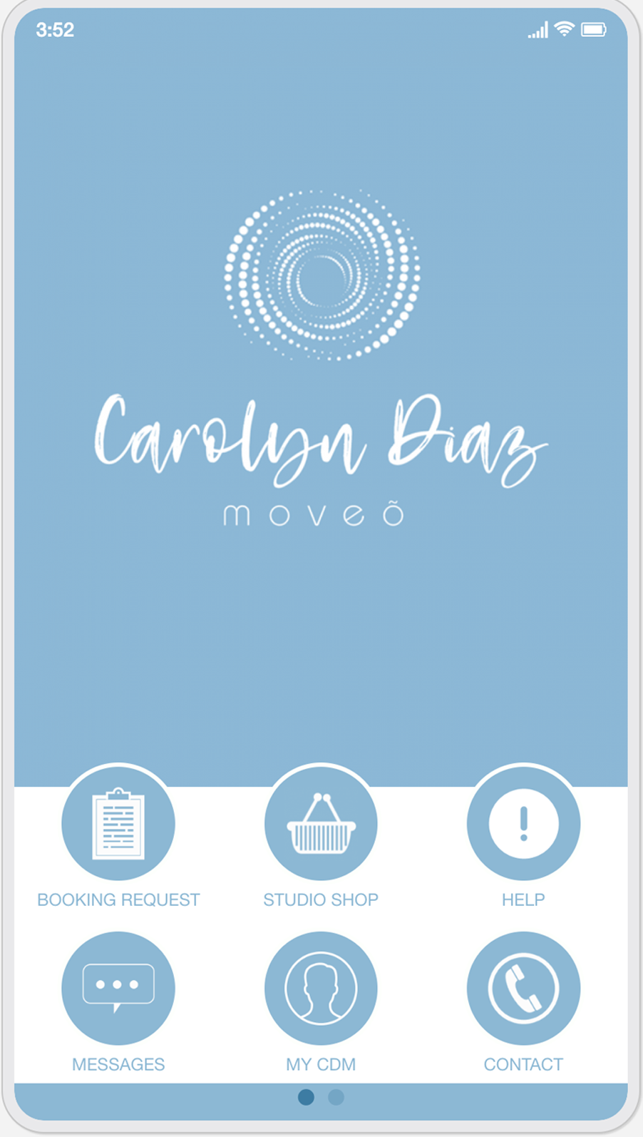 A cell phone with a blue and white logo on the screen.