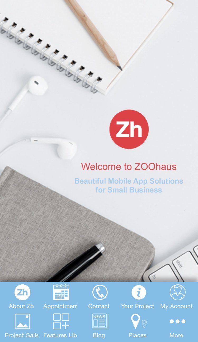 A screenshot of a welcome toZOOhaus app.