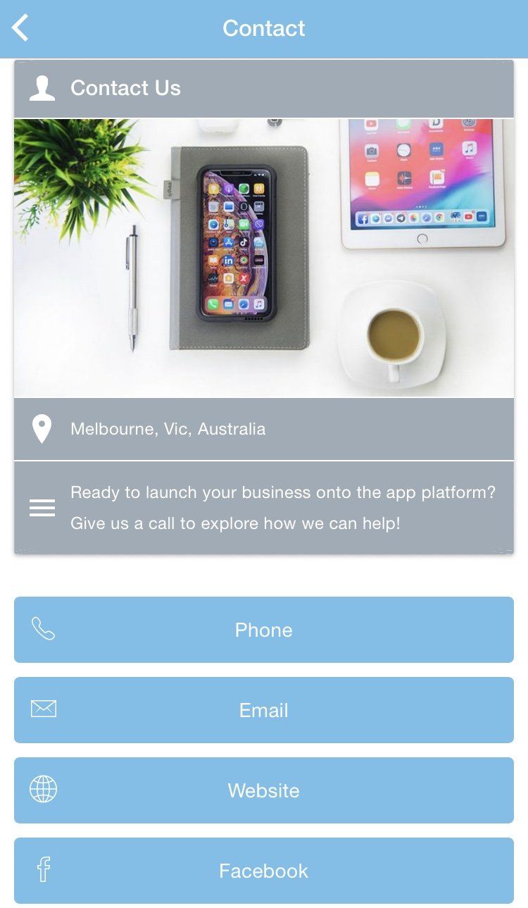 A screenshot of a contact us page on a phone.