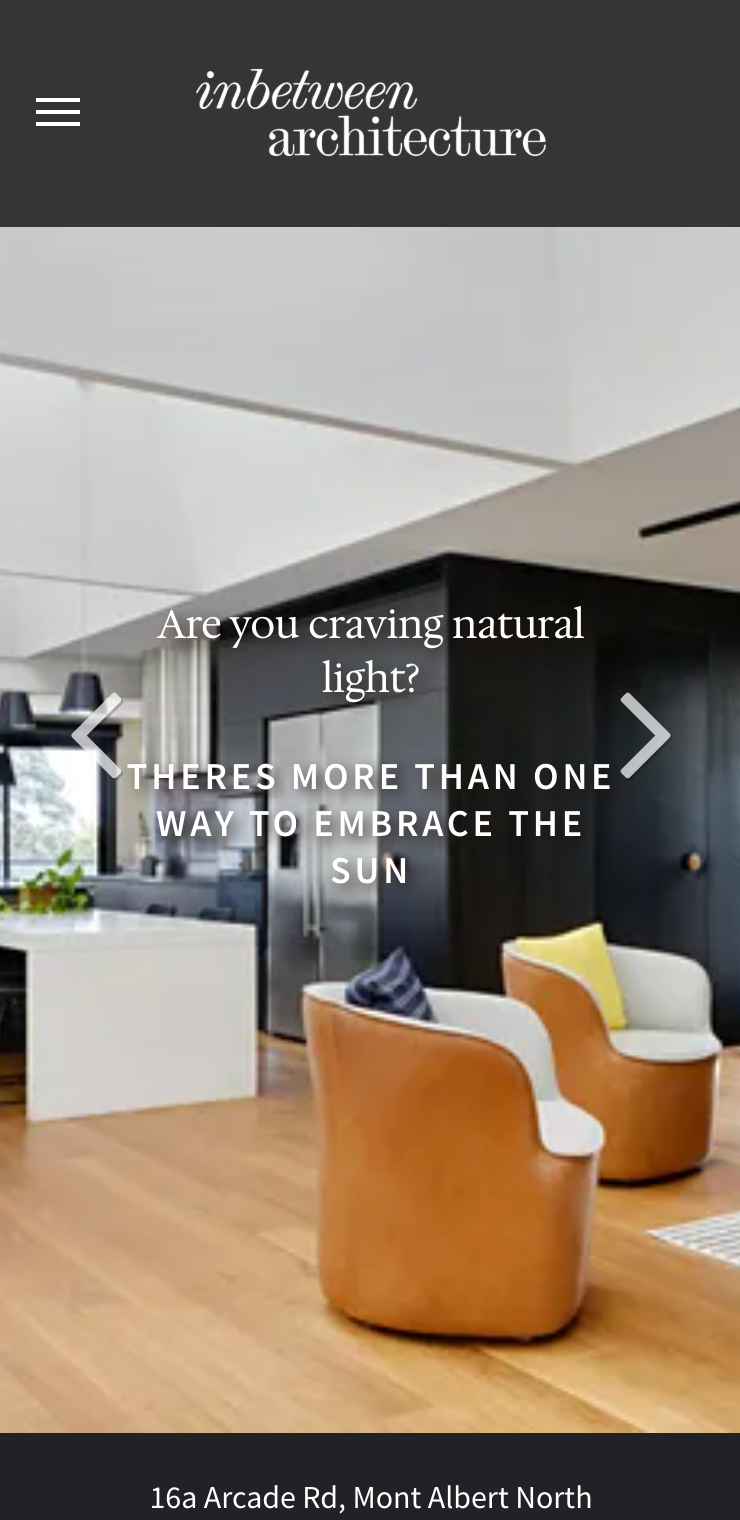 There is more than one way to embrace the sun. inbetween architecture website