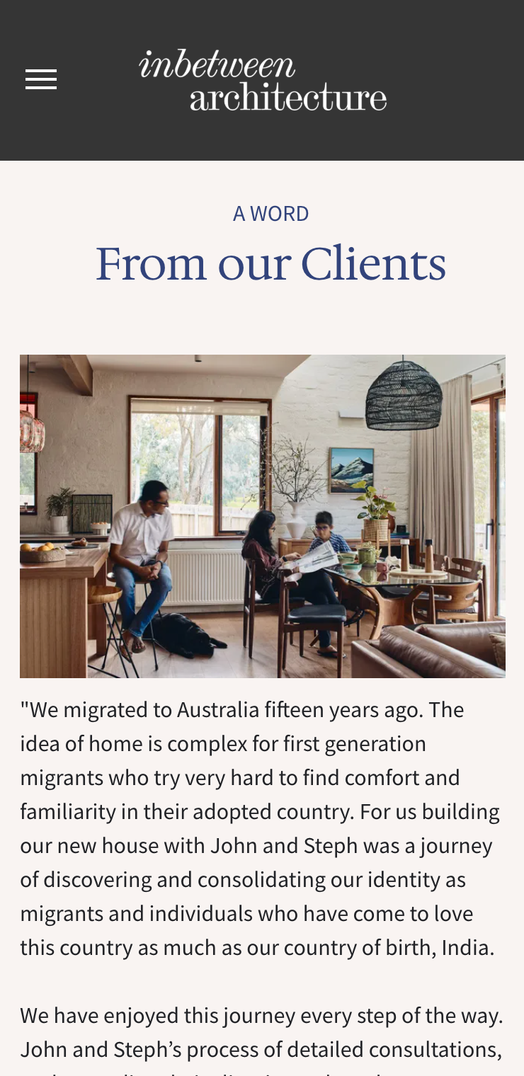 A group of people are sitting in a living room. inbetween architecture website