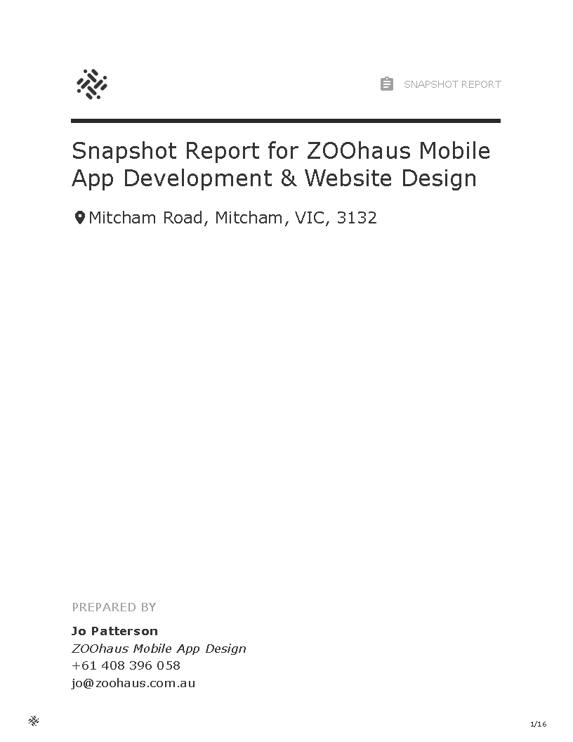 A snapshot report for zoohaus mobile app development and website design