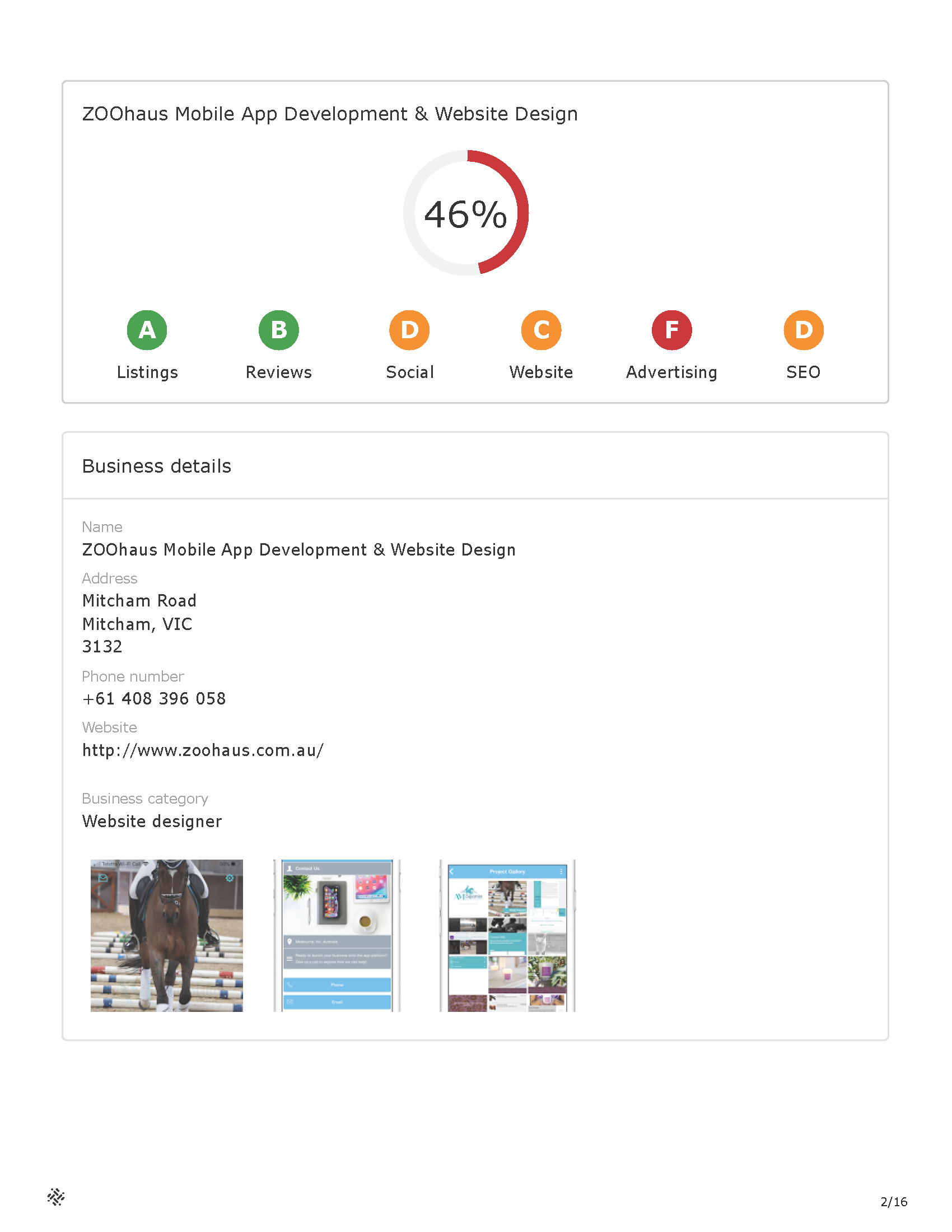 A executive report showing ZOOhaus SEO results