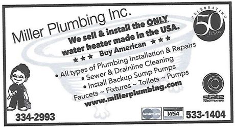 Ad For Miller Plumbing - Rush, NY - Miller Plumbing Inc