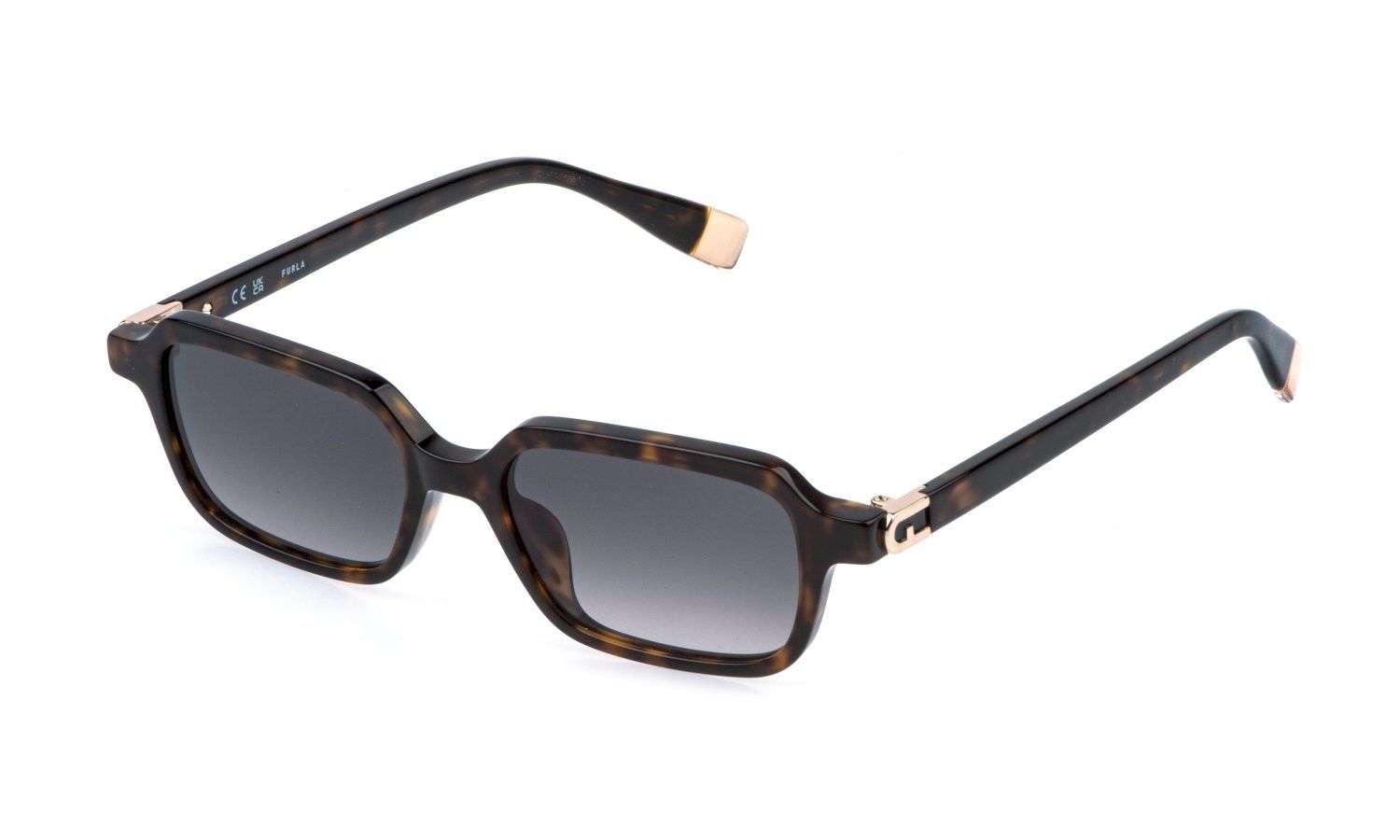 Un paio di occhiali da sole quadrati su sfondo bianco.