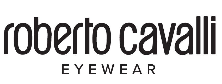 Il logo per gli occhiali roberto cavalli è in bianco e nero.