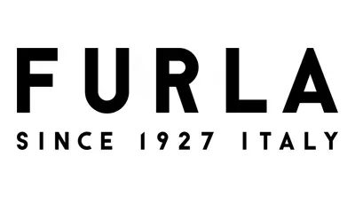 Il logo furla è bianco e nero e riporta la scritta furla dal 1927 italia.