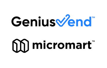 Two logos for geniusvend and micromart on a white background.