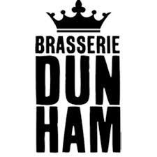 Un logo noir et blanc pour la brasserie dunham avec une couronne.