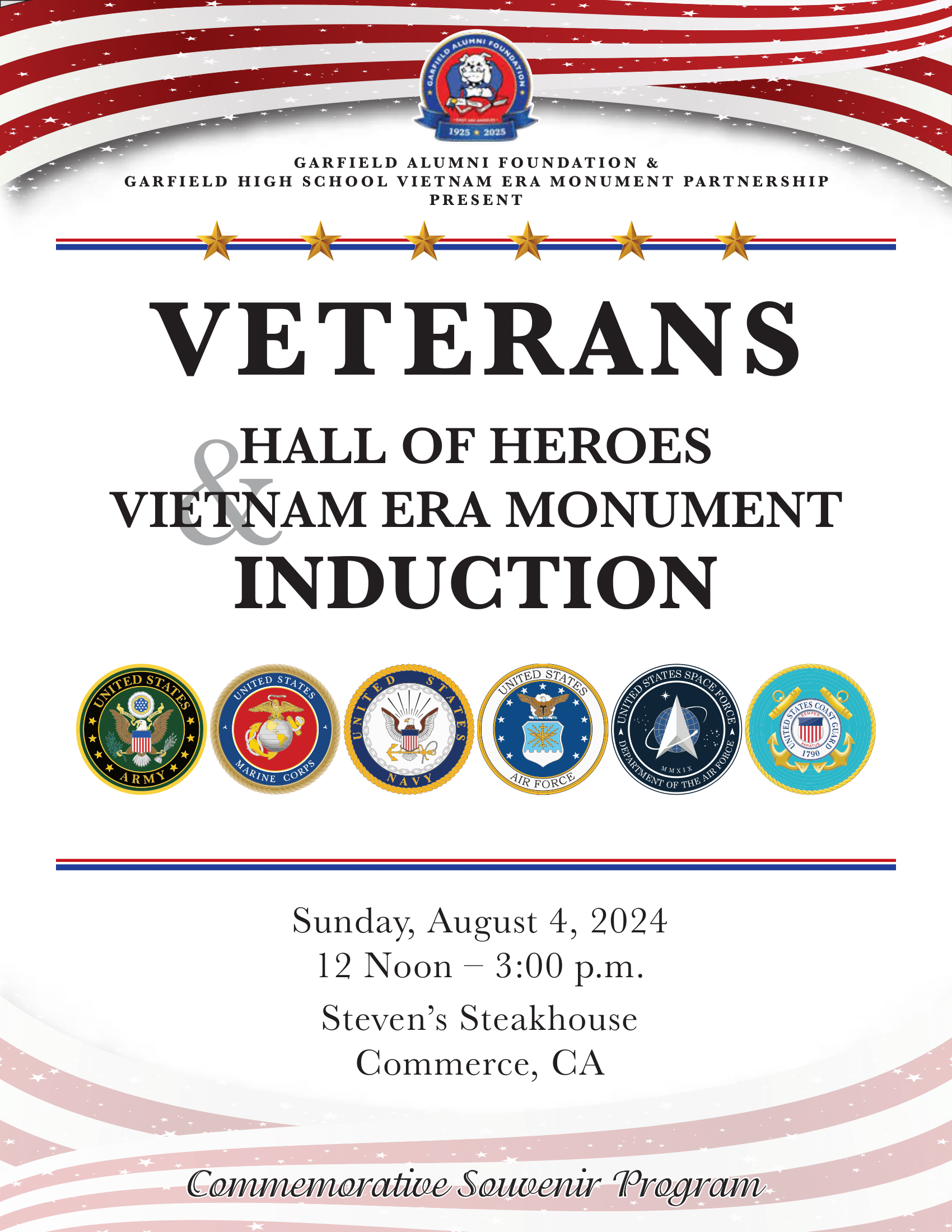 A poster for a veterans hall of heroes vietnam era monument induction