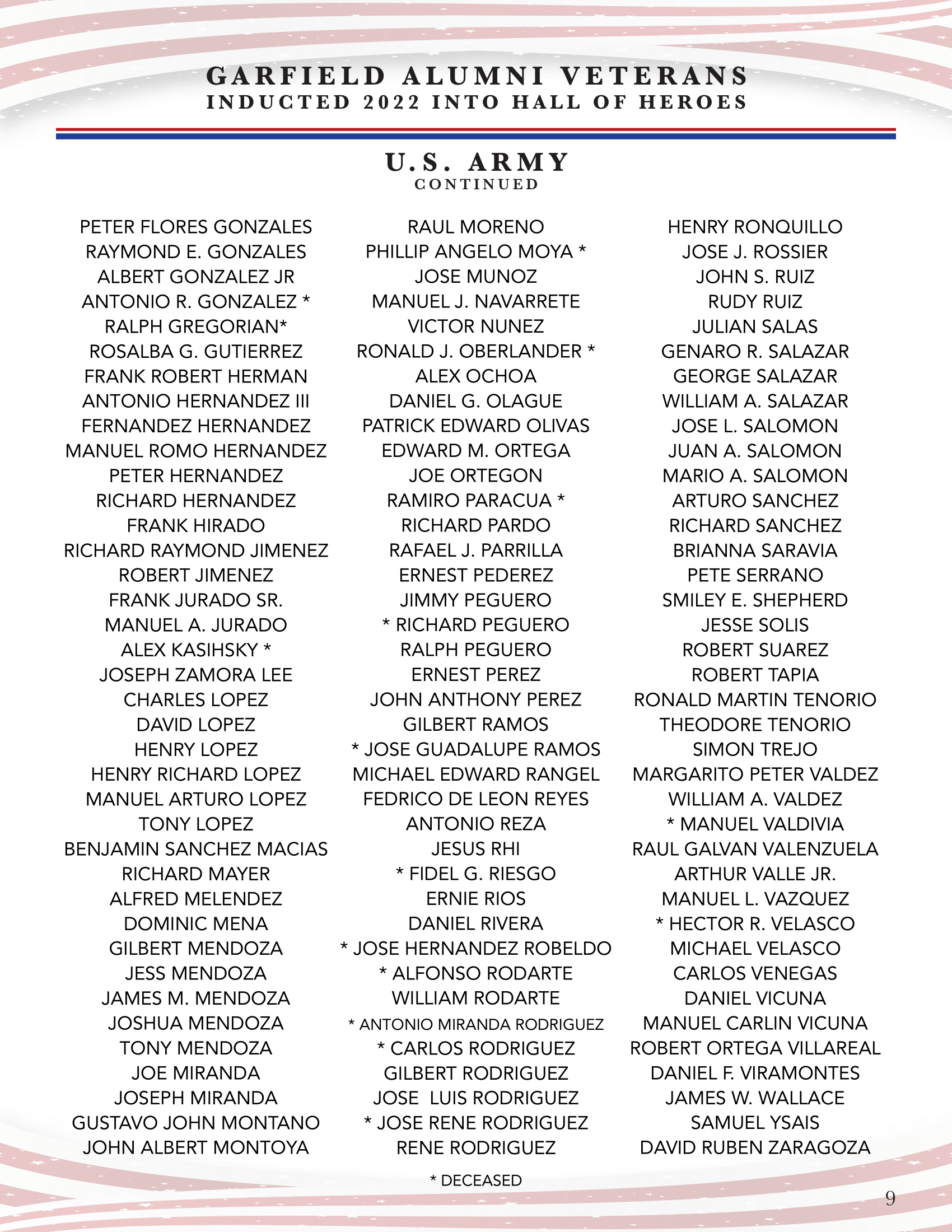 A list of us army veterans is displayed on a white background.