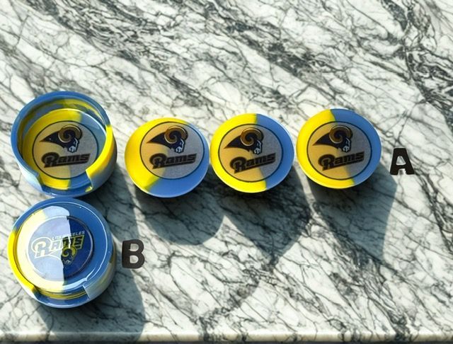 A row of bowls with the rams logo on them