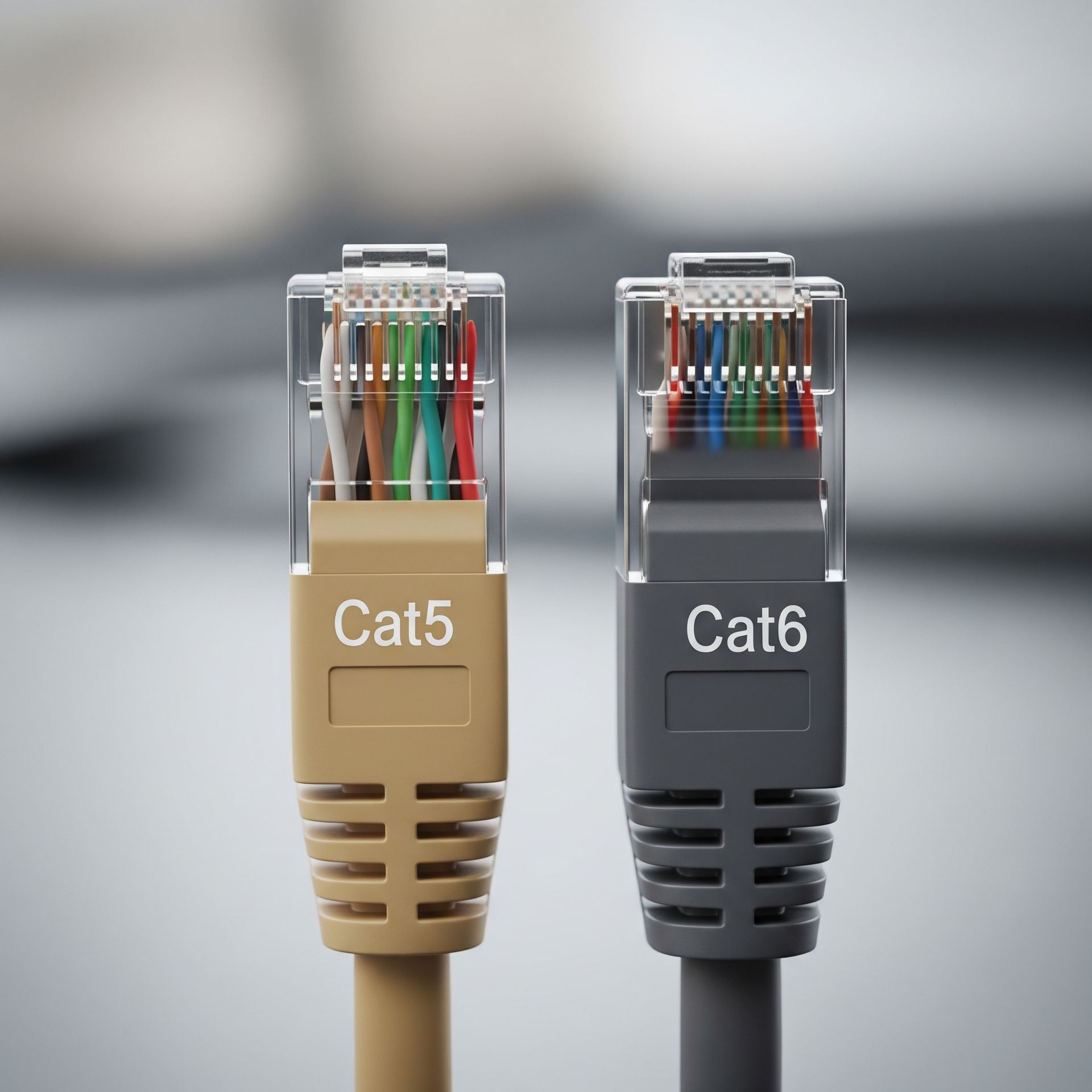 Two ethernet cables are labeled cat5 and cat6