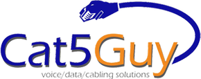 A logo for cat5guy voice data cabling solutions