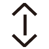 A vertical line flanked by an upward-pointing arrowhead at the top and a downward-pointing arrowhead at the bottom.