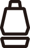 A simplified, black-and-white line icon of a car seat.