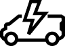 A black outline icon of a van with a lightning bolt symbol in the center, representing an electric vehicle.