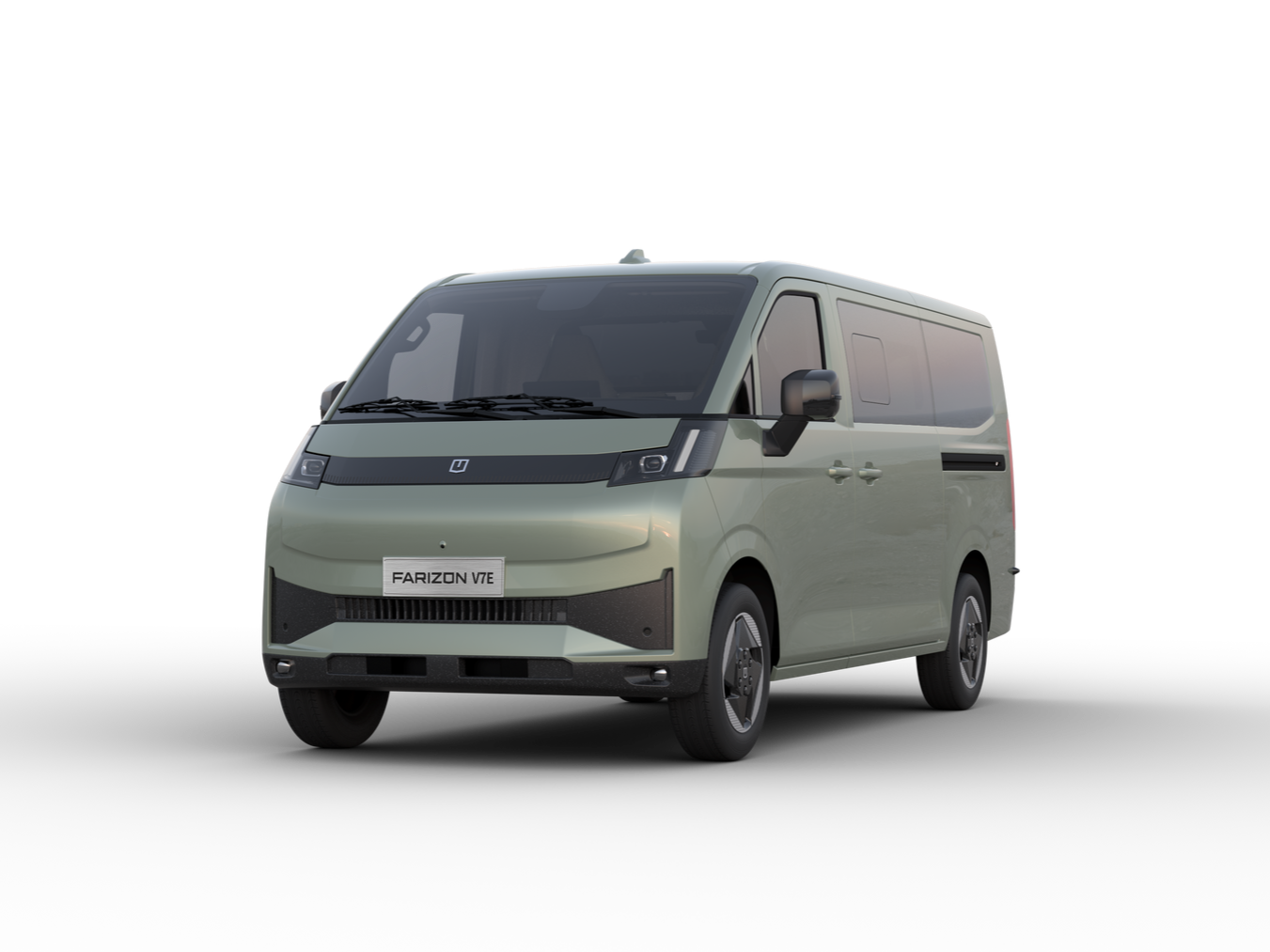 Light green minivan with a modern, minimalist front grille and darkened windows, shown against a plain white background.