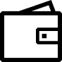 A simple black and white line icon of a folded wallet.