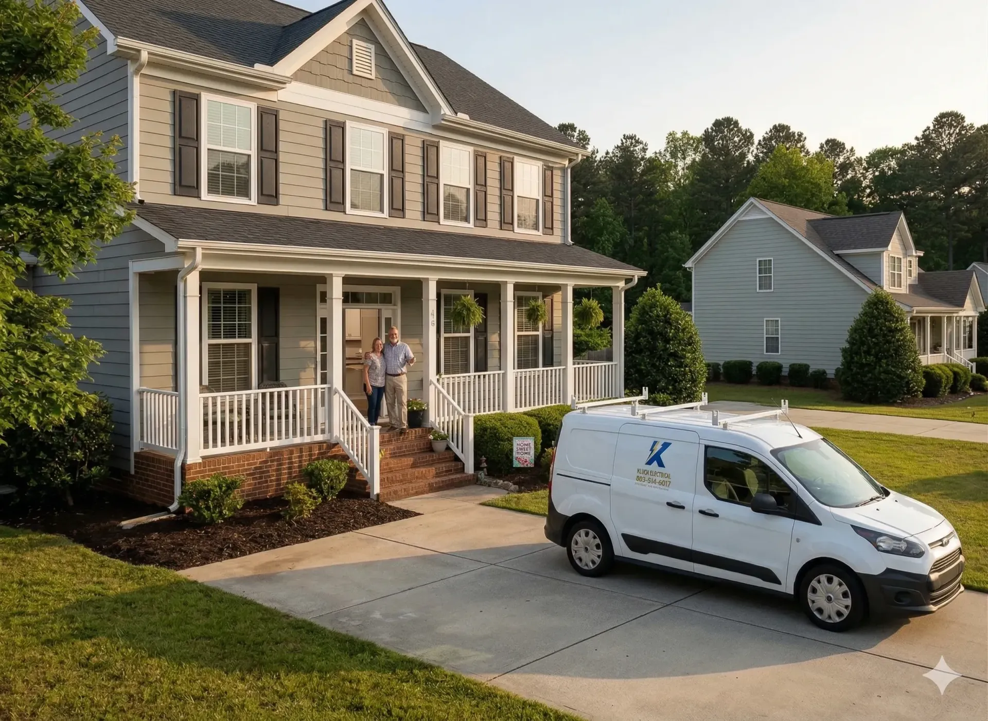 satisfied homeowner new construction electrical Greensboro