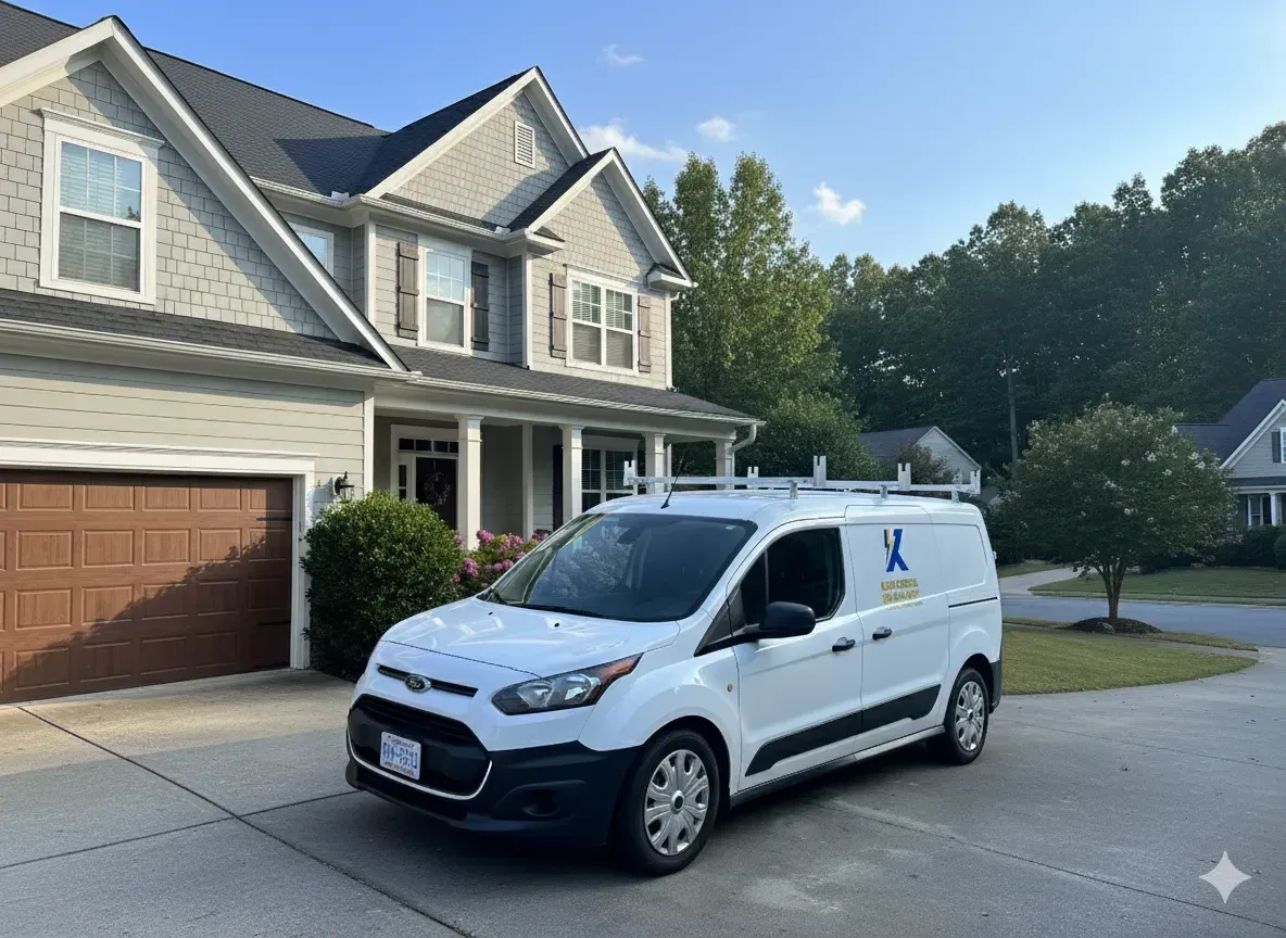 Kluch Electrical van servicing residential area in Greensboro NC