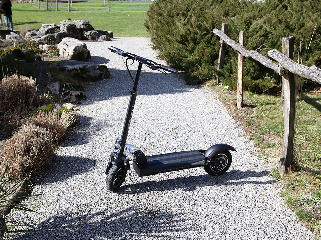 Hikerboy city light electric scooter on cobbled stone
