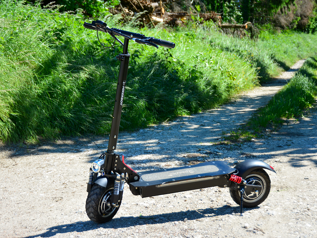 Hikerboy urban turbo electric scooter over wild terrain