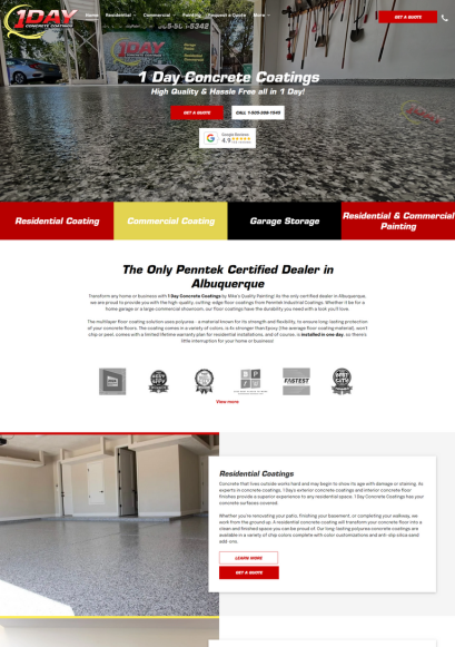 1Day Concrete Coatings Website Mock-up