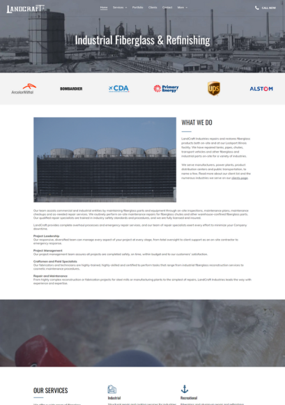 LandCraft Industries website mockup
