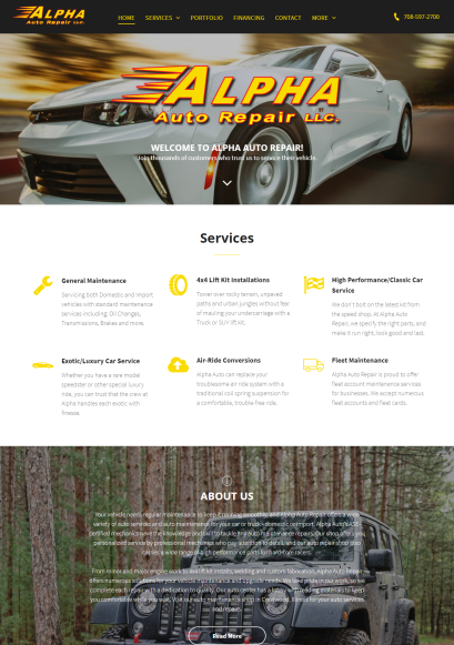 Alpha Auto Repair website mockup