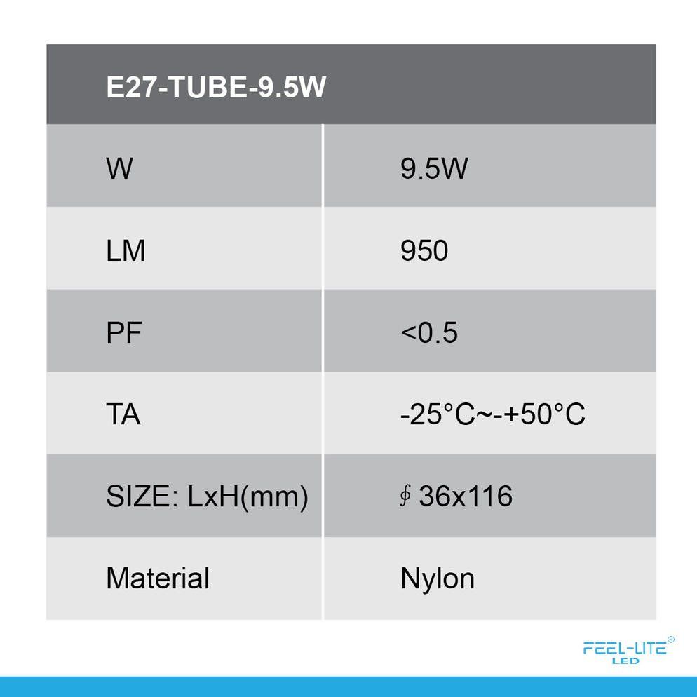 Feel-Lite LED E27-9.5W TUBE