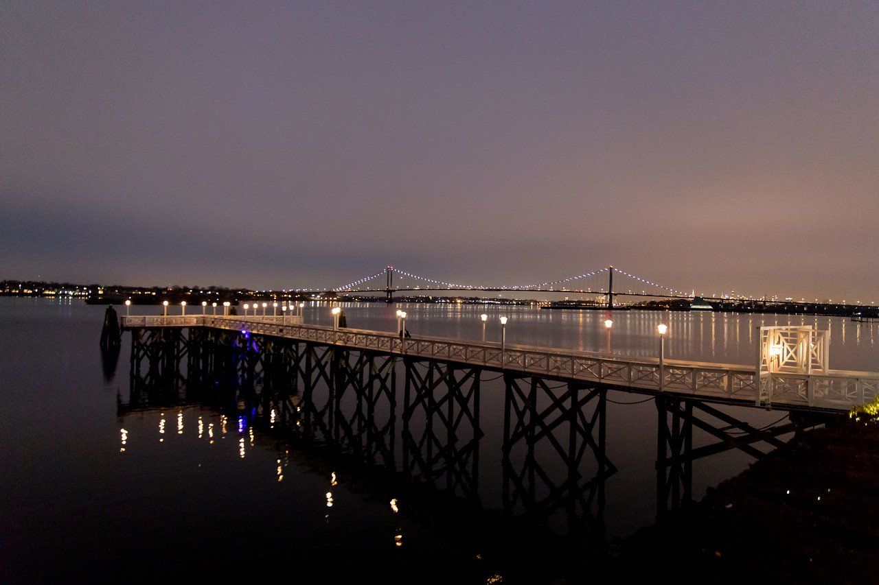 a gorgeous nighttime view of the pier at Marina Del Rey