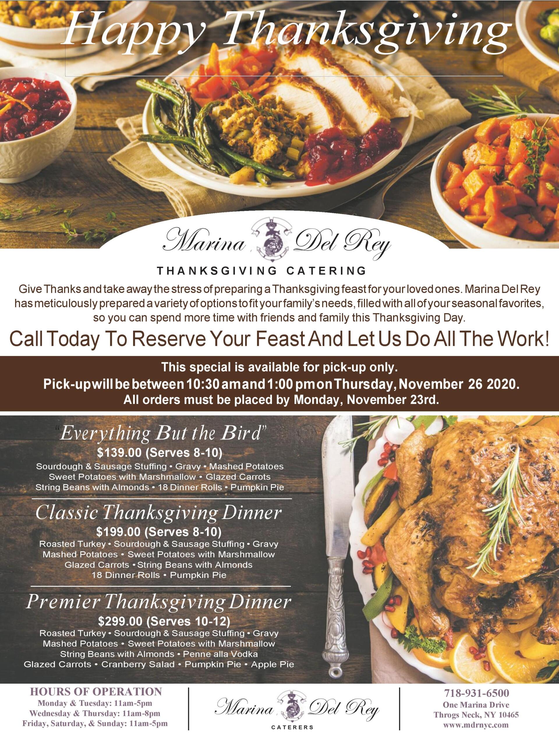 Thanksgiving Catering at Marina Del Rey