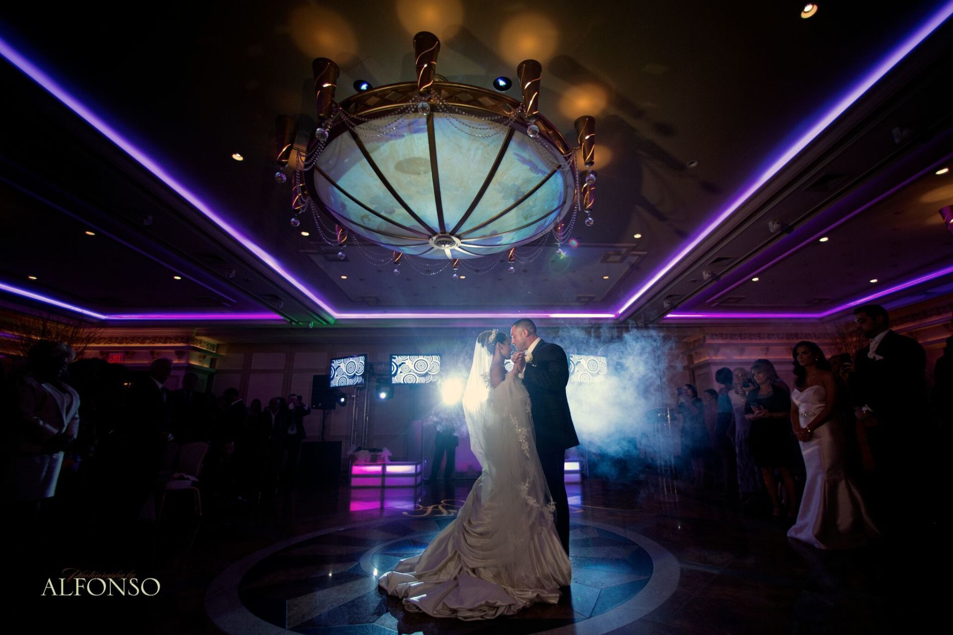 a newly married couple having their first dance at Marina Del Rey