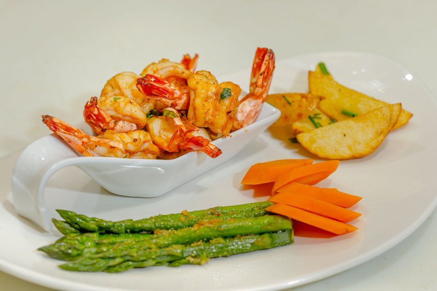 delicious shrimp and vegetables served at Marina Del Rey