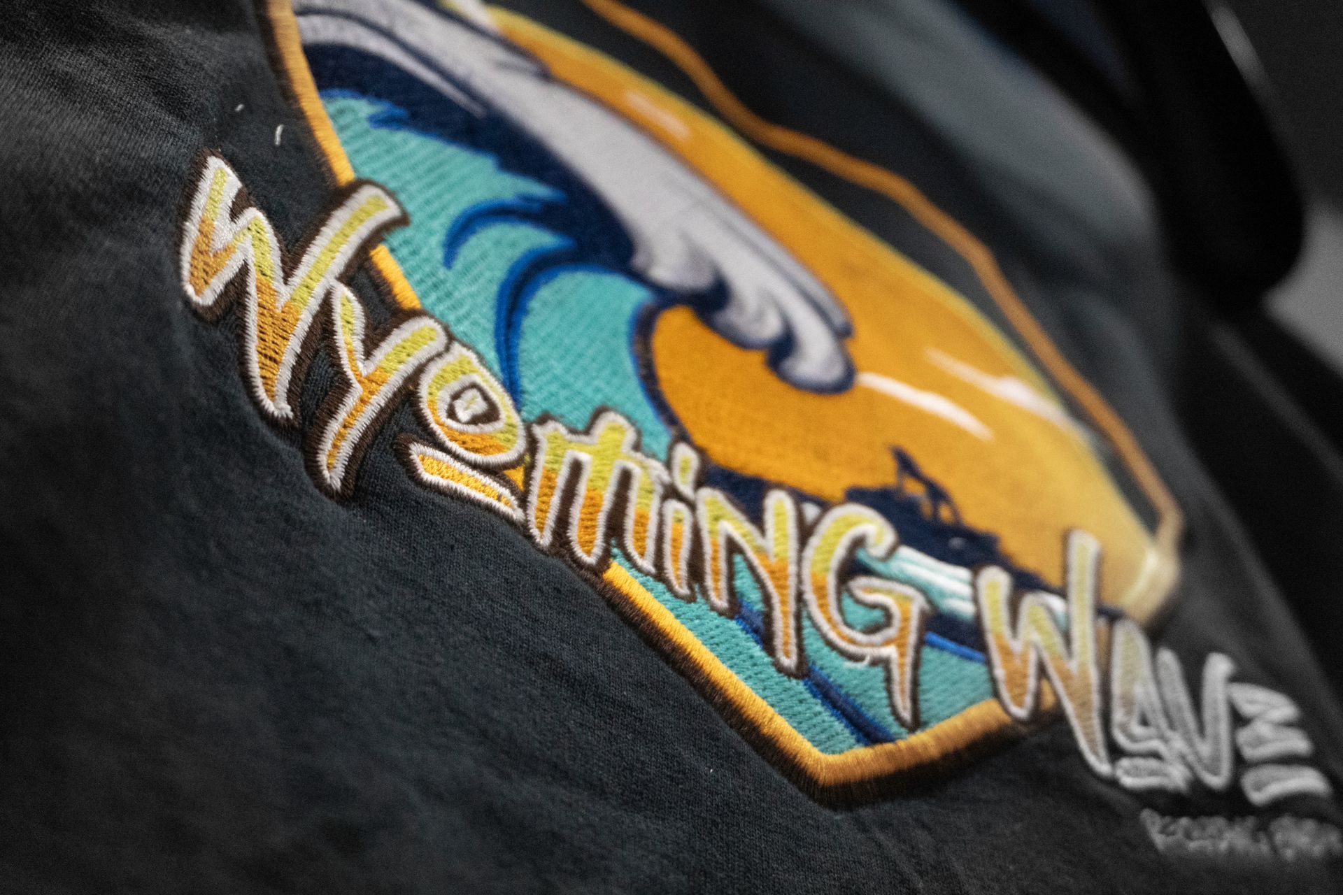 Embroidered patch on black fabric: