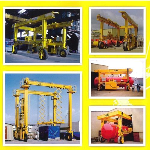 yellow marine gantry with red liquid tank