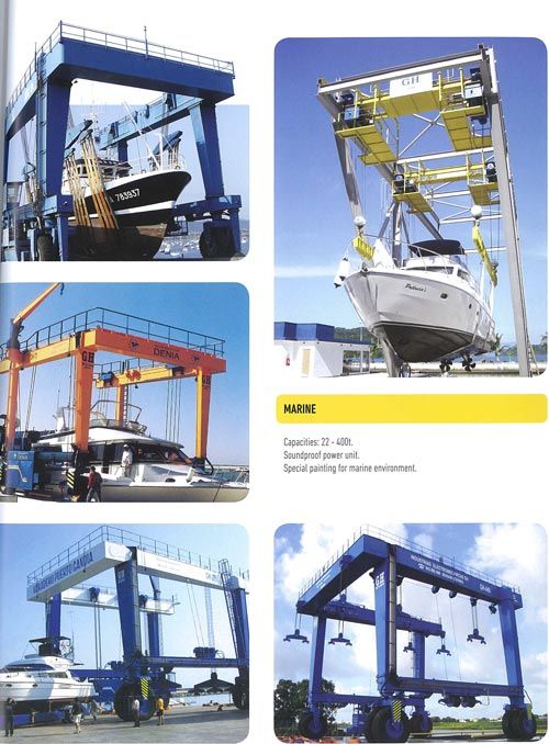 variously coloured marine gantries