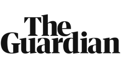A black and white logo for the guardian newspaper.