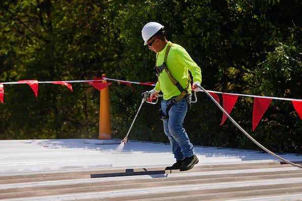 A picture of a roof with a 5 year transferable product warranty A picture of a roof with a 5 year transferable product warranty