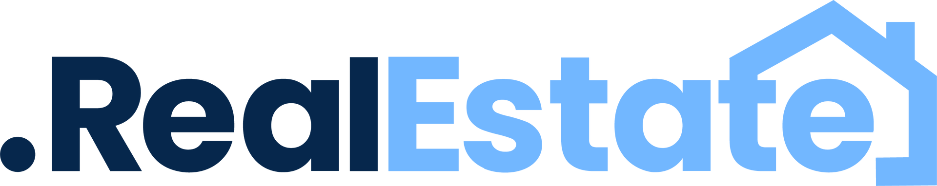 .RealEstate logo in dark blue and light blue with a house icon.
