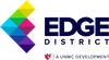 A colorful logo for edge district a unmc development